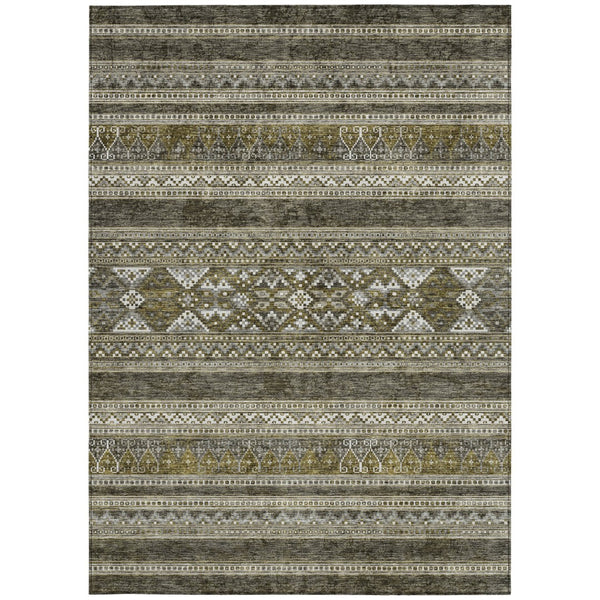 Homeroots 3' Chocolate And Gray Southwestern Indoor Outdoor Rug - Durable, Washable, Stylish For Any Space 10' X 14' Polyester 582871