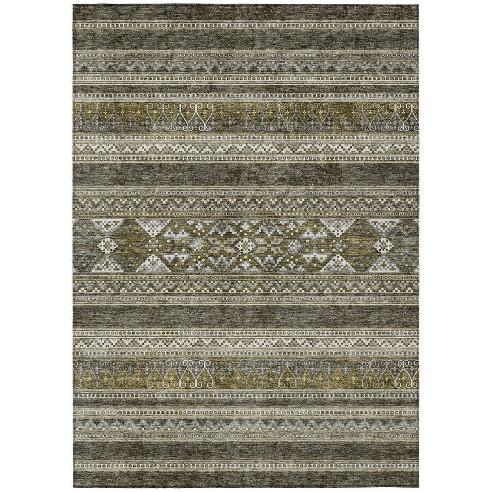 HomeRoots 5' Durable Taupe Beige and Ivory Southwestern Area Rug for Indoor and Outdoor Easy Care Living 10' X 14' 582871