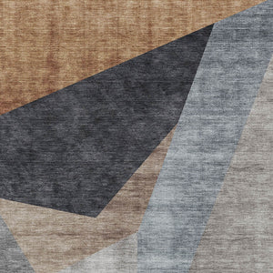 Homeroots 3' Stylish Taupe Beige And Gray Abstract Washable Area Rug For Indoor And Outdoor Spaces 5' X 8' Polyester 582873