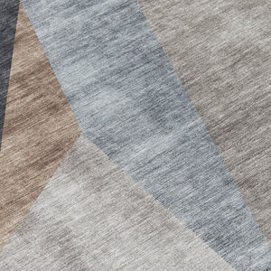 Homeroots 3' Stylish Taupe Beige And Gray Abstract Washable Area Rug For Indoor And Outdoor Spaces 8' Round Polyester 582874