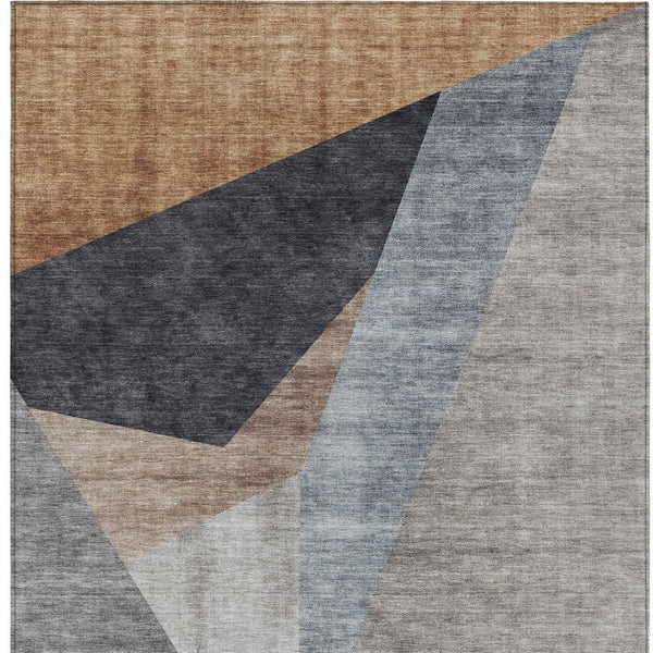 Homeroots 3' Stylish Taupe Beige And Gray Abstract Washable Area Rug For Indoor And Outdoor Spaces 9' X 12' Polyester 582876