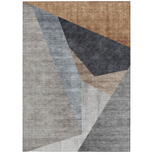 Homeroots 3' Stylish Taupe Beige And Gray Abstract Washable Area Rug For Indoor And Outdoor Spaces 10' X 14' Polyester 582877