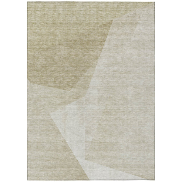 Homeroots 3' Beige Khaki And Taupe Abstract Washable Area Rug For Indoor And Outdoor Spaces, Durable Design 3' X 5' Polyester 582878