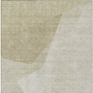 Homeroots 3' Beige Khaki And Taupe Abstract Washable Area Rug For Indoor And Outdoor Spaces, Durable Design 5' X 8' Polyester 582879