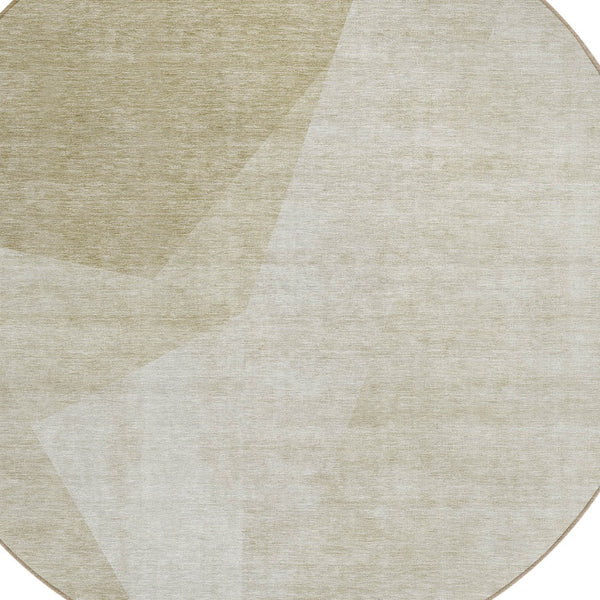 Homeroots 3' Beige Khaki And Taupe Abstract Washable Area Rug For Indoor And Outdoor Spaces, Durable Design 8' Round Polyester 582880