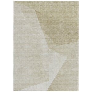Homeroots 3' Beige Khaki And Taupe Abstract Washable Area Rug For Indoor And Outdoor Spaces, Durable Design 8' X 10' Polyester 582881