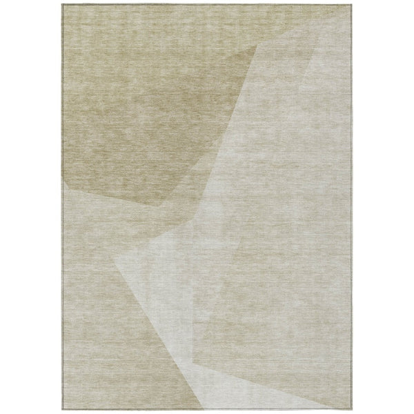 HomeRoots 9' Abstract Beige Khaki Taupe Washable Area Rug – Durable Indoor Outdoor Style for Modern Spaces 9' X 12' 582882