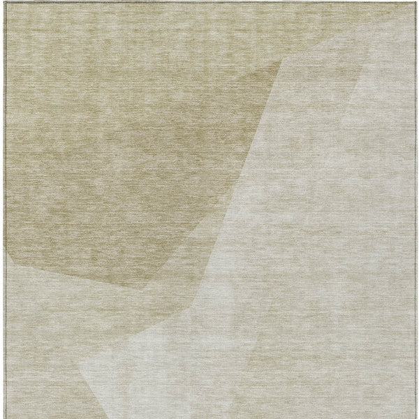 Homeroots 3' Beige Khaki And Taupe Abstract Washable Area Rug For Indoor And Outdoor Spaces, Durable Design 10' X 14' Polyester 582883