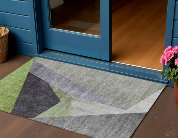 Homeroots 3' Beige Khaki And Taupe Abstract Washable Area Rug For Indoor And Outdoor Spaces, Durable Design 3' X 5' Polyester 582884