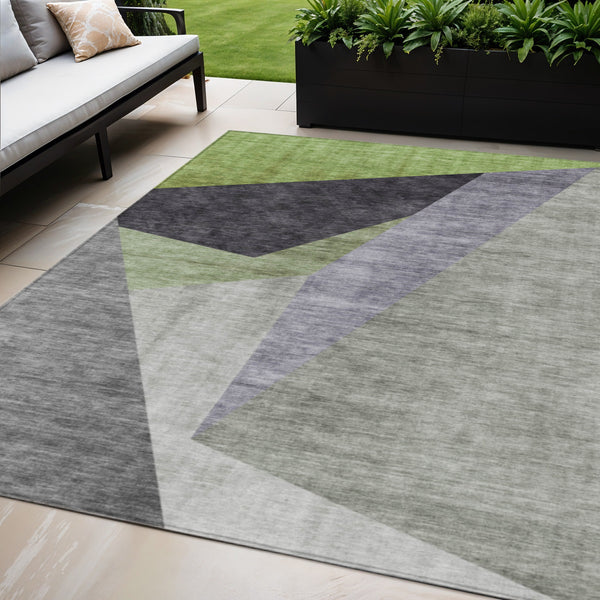 Homeroots 3' Beige Khaki And Taupe Abstract Washable Area Rug For Indoor And Outdoor Spaces, Durable Design 5' X 8' Polyester 582885