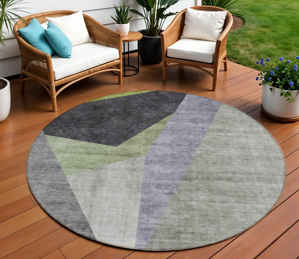 Homeroots 3' Beige Khaki And Taupe Abstract Washable Area Rug For Indoor And Outdoor Spaces, Durable Design 8' Round Polyester 582886