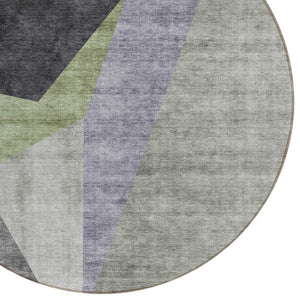 Homeroots 3' Beige Khaki And Taupe Abstract Washable Area Rug For Indoor And Outdoor Spaces, Durable Design 8' Round Polyester 582886