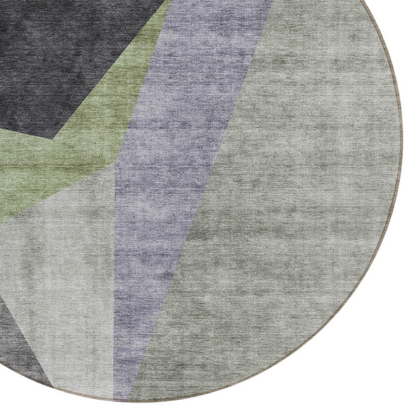Homeroots 3' Beige Khaki And Taupe Abstract Washable Area Rug For Indoor And Outdoor Spaces, Durable Design 8' Round Polyester 582886