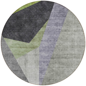 Homeroots 3' Beige Khaki And Taupe Abstract Washable Area Rug For Indoor And Outdoor Spaces, Durable Design 8' Round Polyester 582886