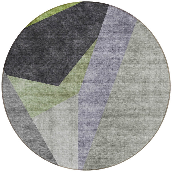 Homeroots 3' Beige Khaki And Taupe Abstract Washable Area Rug For Indoor And Outdoor Spaces, Durable Design 8' Round Polyester 582886