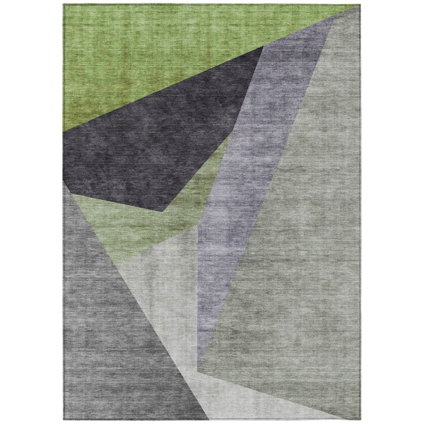 HomeRoots 9' Stylish Sage Green and Charcoal Abstract Area Rug for Indoor and Outdoor Spaces, Washable Design 9' X 12' 582888