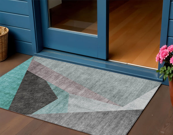 Homeroots 3' Beige Khaki And Taupe Abstract Washable Area Rug For Indoor And Outdoor Spaces, Durable Design 3' X 5' Polyester 582890