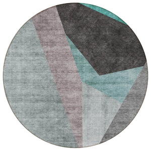 Homeroots 3' Beige Khaki And Taupe Abstract Washable Area Rug For Indoor And Outdoor Spaces, Durable Design 8' Round Polyester 582892