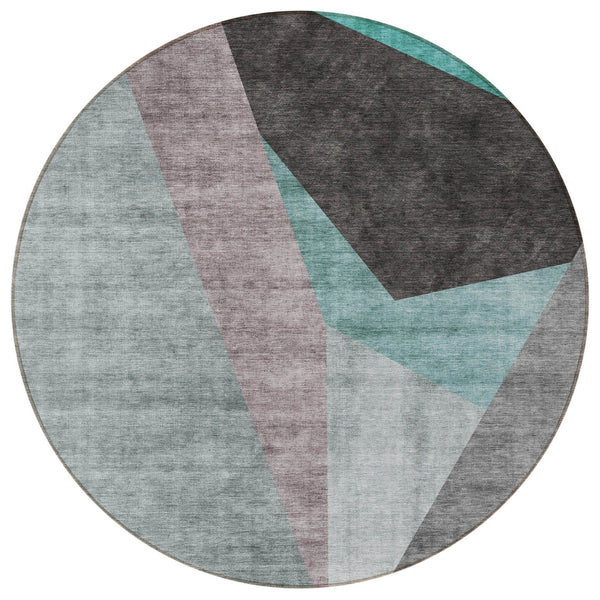 Homeroots 3' Beige Khaki And Taupe Abstract Washable Area Rug For Indoor And Outdoor Spaces, Durable Design 8' Round Polyester 582892