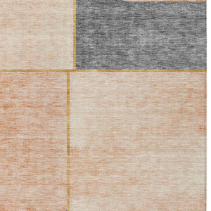 Homeroots 3' Stylish Coral Peach And Gray Abstract Washable Area Rug For Indoor And Outdoor Spaces 5' X 8' Polyester 582897