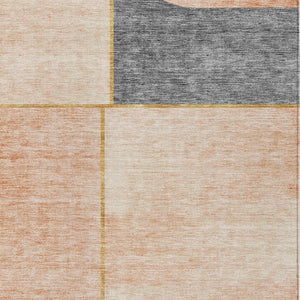 Homeroots 3' Stylish Coral Peach And Gray Abstract Washable Area Rug For Indoor And Outdoor Spaces 8' X 10' Polyester 582899