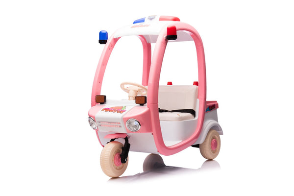 English Elm 12v Kids Police Ride on Car Two Seat Electric Toy with Remote Lights and Bluetooth W1620P271426