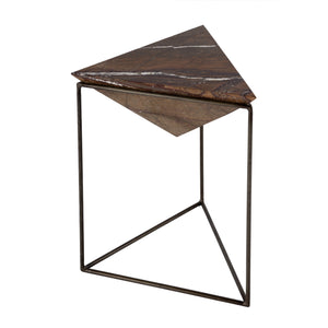 Butler Specialty Addis Pyramid Side Table - Elegant Inverted Marble Top On Sturdy Iron Frame For Modern Spaces Brown Iron,Marble 5829025-butler