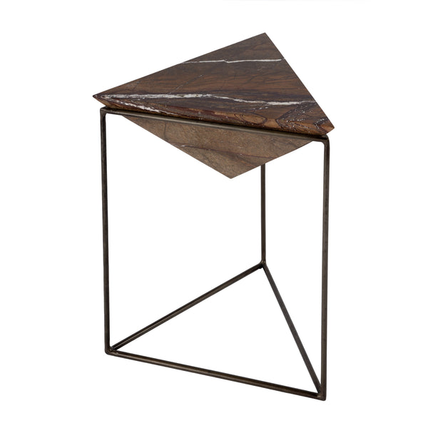 Butler Specialty Addis Pyramid Side Table - Elegant Inverted Marble Top On Sturdy Iron Frame For Modern Spaces Brown Iron,Marble 5829025-butler