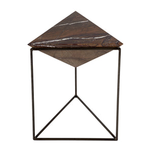 Butler Specialty Addis Pyramid Side Table - Elegant Inverted Marble Top On Sturdy Iron Frame For Modern Spaces Brown Iron,Marble 5829025-butler