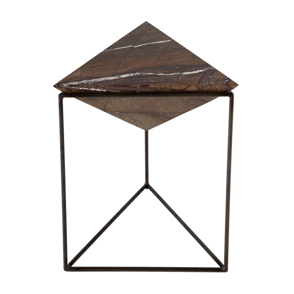 Butler Specialty Addis Pyramid Side Table - Elegant Inverted Marble Top On Sturdy Iron Frame For Modern Spaces Brown Iron,Marble 5829025-butler