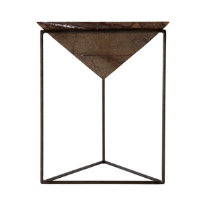 Butler Specialty Addis Pyramid Side Table - Elegant Inverted Marble Top On Sturdy Iron Frame For Modern Spaces Brown Iron,Marble 5829025-butler