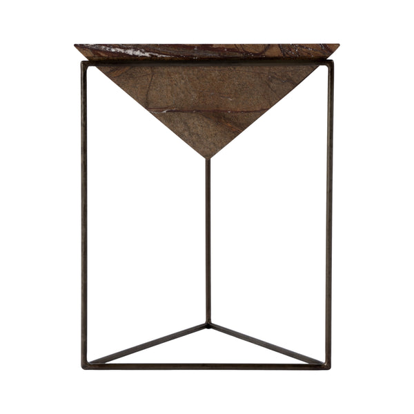 Butler Specialty Addis Pyramid Side Table - Elegant Inverted Marble Top On Sturdy Iron Frame For Modern Spaces Brown Iron,Marble 5829025-butler