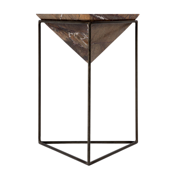 Butler Specialty Addis Pyramid Side Table - Elegant Inverted Marble Top On Sturdy Iron Frame For Modern Spaces Brown Iron,Marble 5829025-butler