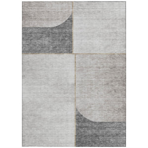 Homeroots 3' Stylish Coral Peach And Gray Abstract Washable Area Rug For Indoor And Outdoor Spaces 3' X 5' Polyester 582908