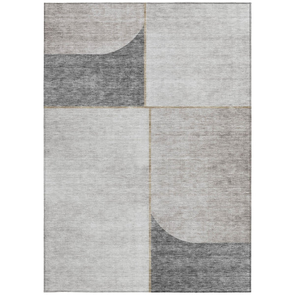 Homeroots 3' Stylish Coral Peach And Gray Abstract Washable Area Rug For Indoor And Outdoor Spaces 3' X 5' Polyester 582908