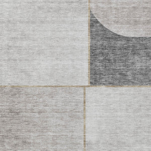 Homeroots 3' Stylish Coral Peach And Gray Abstract Washable Area Rug For Indoor And Outdoor Spaces 5' X 8' Polyester 582909