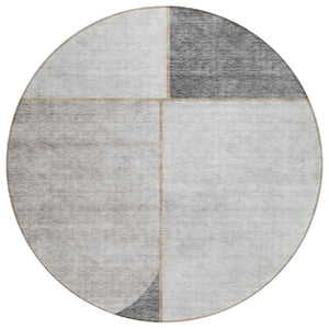 HomeRoots 5' Durable Abstract Area Rug in Taupe Beige and Gray for Stylish Indoor and Outdoor Spaces 8' Round 582910