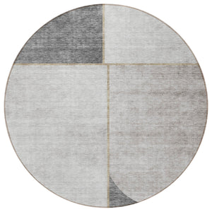 Homeroots 3' Stylish Coral Peach And Gray Abstract Washable Area Rug For Indoor And Outdoor Spaces 8' Round Polyester 582910