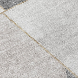 Homeroots 3' Stylish Coral Peach And Gray Abstract Washable Area Rug For Indoor And Outdoor Spaces 8' Round Polyester 582910