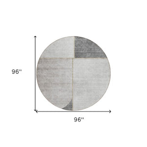 Homeroots 3' Stylish Coral Peach And Gray Abstract Washable Area Rug For Indoor And Outdoor Spaces 8' Round Polyester 582910