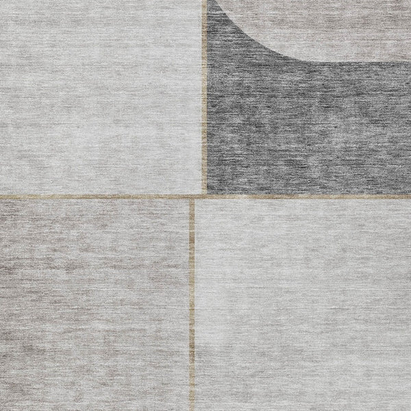 Homeroots 3' Stylish Coral Peach And Gray Abstract Washable Area Rug For Indoor And Outdoor Spaces 8' X 10' Polyester 582911