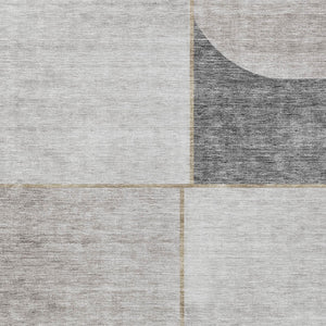 Homeroots 3' Stylish Coral Peach And Gray Abstract Washable Area Rug For Indoor And Outdoor Spaces 9' X 12' Polyester 582912