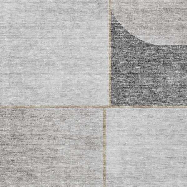 Homeroots 3' Stylish Coral Peach And Gray Abstract Washable Area Rug For Indoor And Outdoor Spaces 9' X 12' Polyester 582912