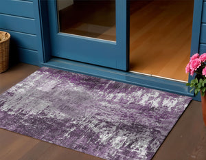 Homeroots 3' Washable Eggplant Purple & Lavender Abstract Area Rug For Indoor & Outdoor Spaces, Durable Design 3' X 5' Polyester 582914