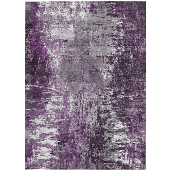 Homeroots 3' Washable Eggplant Purple & Lavender Abstract Area Rug For Indoor & Outdoor Spaces, Durable Design 5' X 8' Polyester 582915