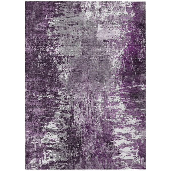 HomeRoots 5' Abstract Eggplant Purple and Lavender Area Rug - Stylish, Washable, Durable for Indoor and Outdoor Use 5' X 8' 582915