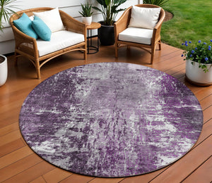 Homeroots 3' Washable Eggplant Purple & Lavender Abstract Area Rug For Indoor & Outdoor Spaces, Durable Design 8' Round Polyester 582916