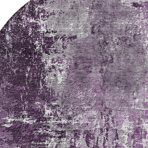 Homeroots 3' Washable Eggplant Purple & Lavender Abstract Area Rug For Indoor & Outdoor Spaces, Durable Design 8' Round Polyester 582916