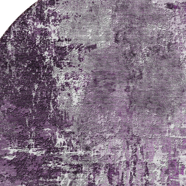 Homeroots 3' Washable Eggplant Purple & Lavender Abstract Area Rug For Indoor & Outdoor Spaces, Durable Design 8' Round Polyester 582916