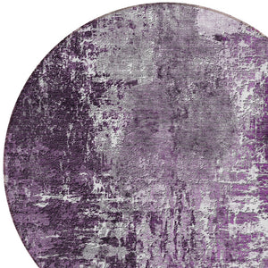 Homeroots 3' Washable Eggplant Purple & Lavender Abstract Area Rug For Indoor & Outdoor Spaces, Durable Design 8' Round Polyester 582916